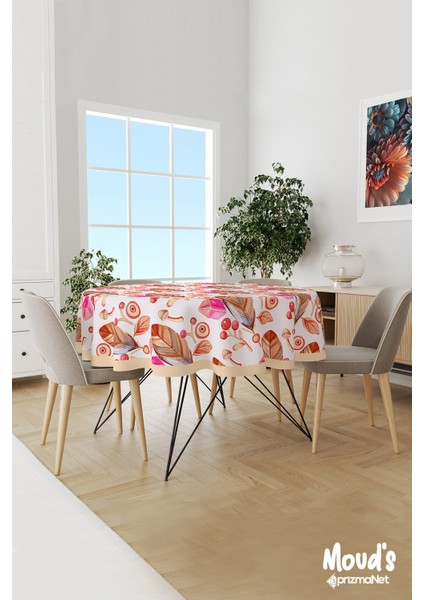 Elmas Bohem Desenli Yuvarlak Süet Dertsiz Masa Örtüsü