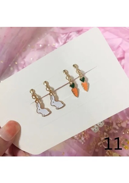 No.11 Boyutu 2 Pairsset Kore Tarzı Çocuklar Kulak Klipsi Güzel Karikatür Hayvan Bebek Kulak Klipsi Hiçbir Piercing Küpe Küpe Bebek Kız Çocuklar Için (Yurt Dışından)