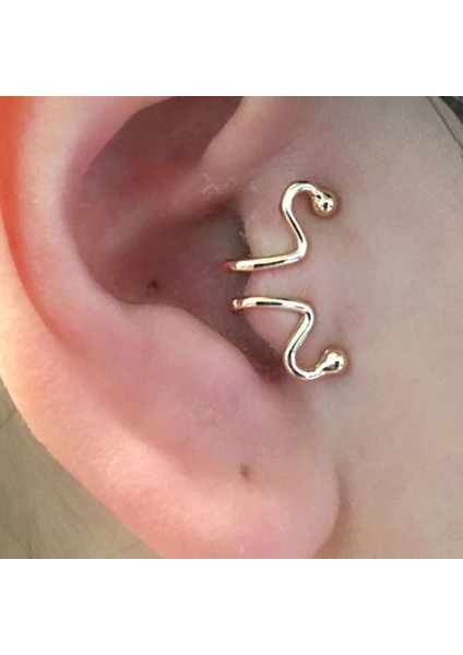 Siyah2 Tek Sahte Kulak Klipsi Manşet Benzersiz Tragus Piercing Küpe Kadınlar Için Olmayan Delici Klip Küpe Takı Kadın (Yurt Dışından)