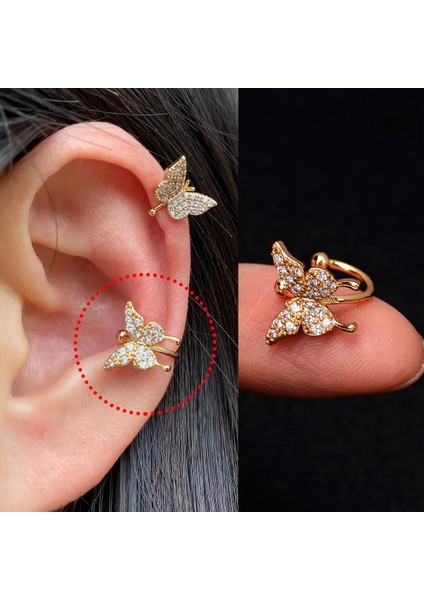 1b 1 Adet Helix Kıkırdak Kabuklu Sahte Piercing Olmadan Kulak Manşetleri Earuff Wrap Kaya Küpe Manşet Hiçbir Piercing Kadın Klip Ayarlanabilir (Yurt Dışından)