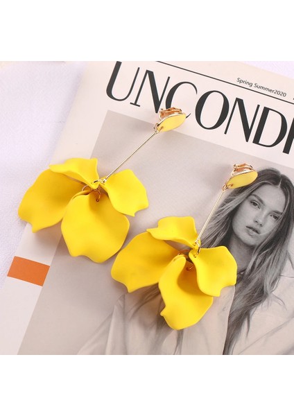 Gri Romantik Tatlı Akrilik Petal Uzun Dangle Klip Küpe Kadınlar Kız Için Trend Lüks Peri Grunge Kolye Takı Aksesuarları (Yurt Dışından) modelleri