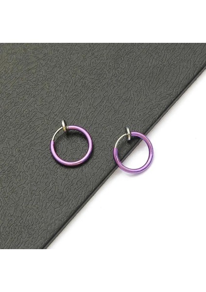 Menekşe 1 Çift (2 Adet) Moda Sahte Burun Halkası Goth Punk Dudak Kulak Burun Mandalı Sahte Septum Piercing Burun Halkası Hoop Dudak Hoop Yüzükler Küpe (Yurt Dışından)
