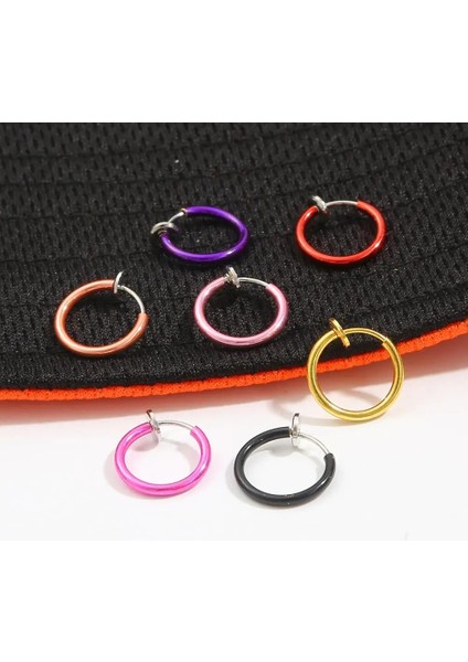 Menekşe 1 Çift (2 Adet) Moda Sahte Burun Halkası Goth Punk Dudak Kulak Burun Mandalı Sahte Septum Piercing Burun Halkası Hoop Dudak Hoop Yüzükler Küpe (Yurt Dışından)
