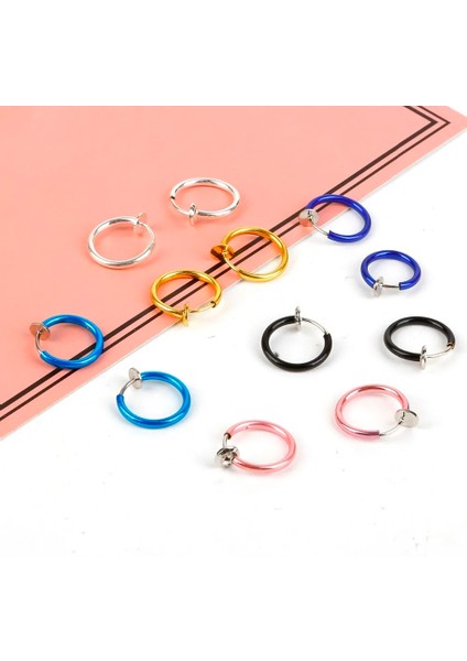 Menekşe 1 Çift (2 Adet) Moda Sahte Burun Halkası Goth Punk Dudak Kulak Burun Mandalı Sahte Septum Piercing Burun Halkası Hoop Dudak Hoop Yüzükler Küpe (Yurt Dışından)