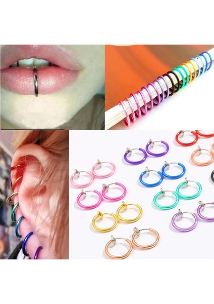 Menekşe 1 Çift (2 Adet) Moda Sahte Burun Halkası Goth Punk Dudak Kulak Burun Mandalı Sahte Septum Piercing Burun Halkası Hoop Dudak Hoop Yüzükler Küpe (Yurt Dışından)
