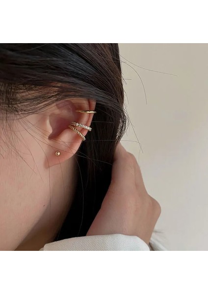 E014-2 Adet Et Klipler Küpe Kadınlar Için Unisex Minimalist Moda Kıkırdak Hoop Küpe Setleri Kulak Manşet Sahte Piercing Klip Küpe (Yurt Dışından)