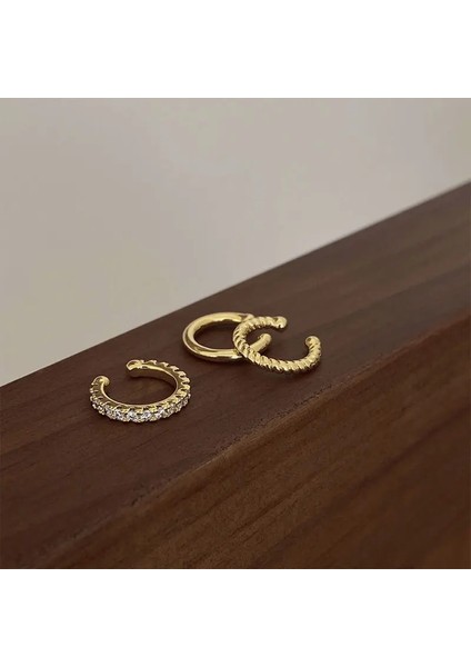 E014-2 Adet Et Klipler Küpe Kadınlar Için Unisex Minimalist Moda Kıkırdak Hoop Küpe Setleri Kulak Manşet Sahte Piercing Klip Küpe (Yurt Dışından)