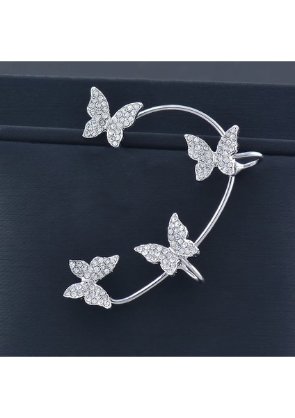 ES522R Sınleery Gümüş Renk Püskül Kelebek Kulak Klipleri Kadınlar Için Kulak Manşet Klip Küpe Piercing Olmadan Köpüklü Zirkon Zd1 Ssk (Yurt Dışından) fırsatları