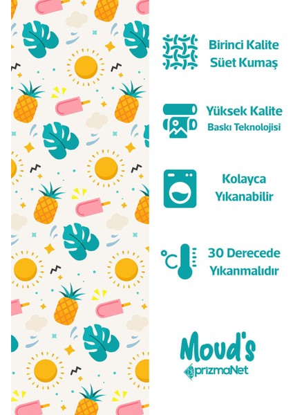 Krem Ananas ve Dondurma Desenli Süet Dertsiz Masa Örtüsü fiyatları