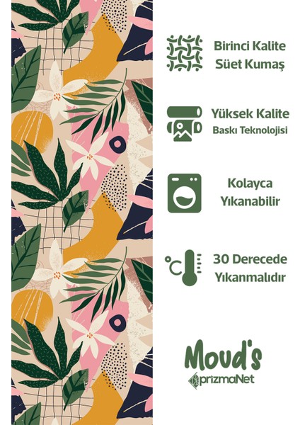 Çiçek Desenli Yuvarlak Süet Dertsiz Masa Örtüsü
