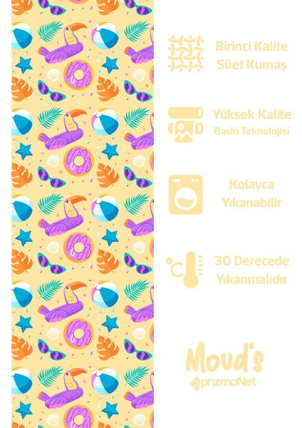 Sarı Su Topu ve Güneş Gözlüğü Desenli Süet Dertsiz Masa Örtüsü fiyatları