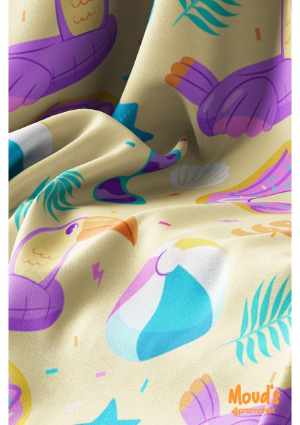 Sarı Su Topu ve Güneş Gözlüğü Desenli Süet Dertsiz Masa Örtüsü modelleri