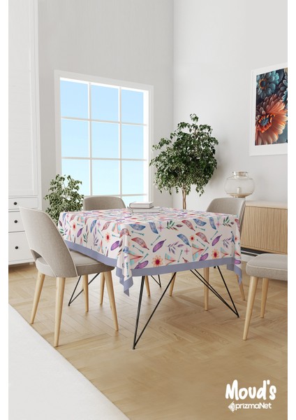 Lila Bohem Desenli Süet Dertsiz Masa Örtüsü