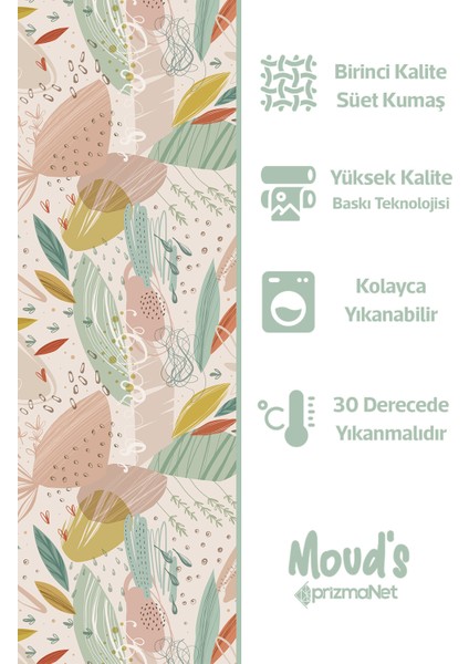 Xero Floral 2 Çiçek Desenli Yuvarlak Süet Dertsiz Masa Örtüsü fiyatları