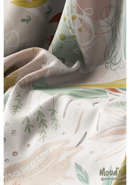 Xero Floral 2 Çiçek Desenli Yuvarlak Süet Dertsiz Masa Örtüsü modelleri