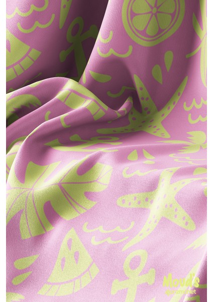 Pembe Sarı Palmiyeler Desenli Süet Dertsiz Masa Örtüsü modelleri