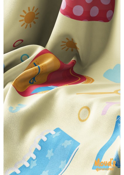 Sarı Defter ve Okul Çantası Desenli Süet Dertsiz Masa Örtüsü modelleri