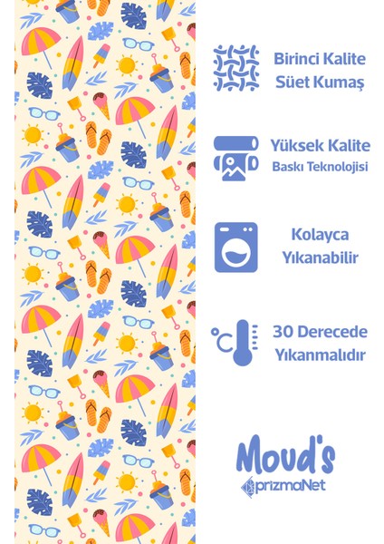 Krem Plaj Desenli Süet Dertsiz Masa Örtüsü fiyatları