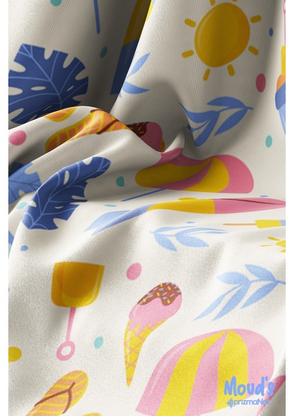 Krem Plaj Desenli Süet Dertsiz Masa Örtüsü modelleri