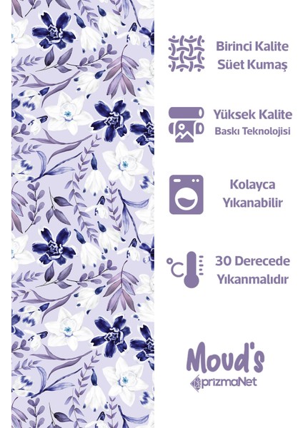 Lacivert Lila Çiçek Desenli Süet Dertsiz Masa Örtüsü fiyatları