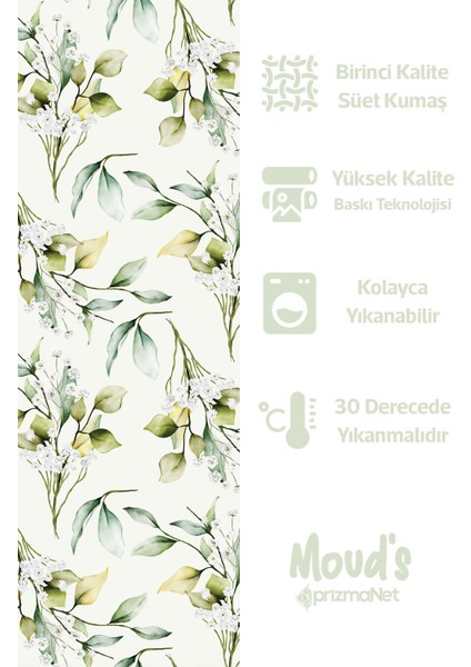 Yeşil Çiçek Demeti Desenli Süet Dertsiz Masa Örtüsü fiyatları