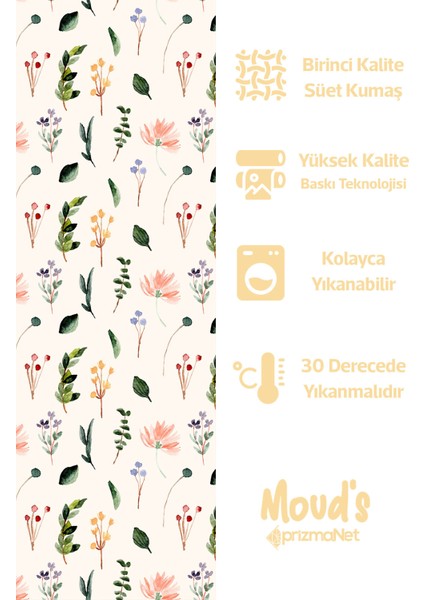 Renkli Çiçek Dalları Desenli Süet Dertsiz Masa Örtüsü fiyatları