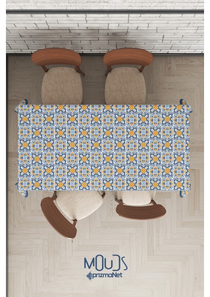 Mavi Hardal Süsleme Islamik Desenli Süet Kumaş Dertsiz Masa Örtüsü Kare ve Dikdörtgen fırsatları