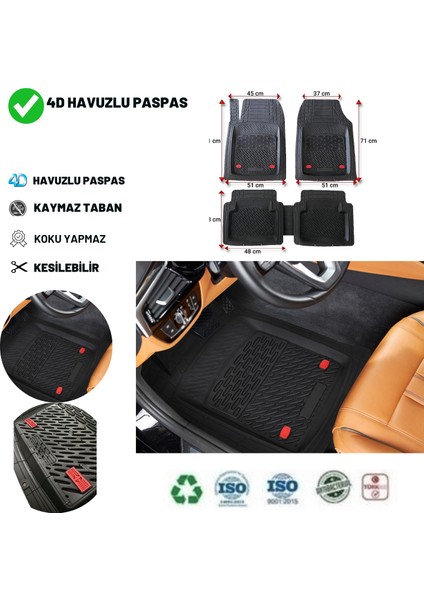 Toyota Auris Hb 2012 Uyumlu Havuzlu Üniversal Maxi Paspas Siyah