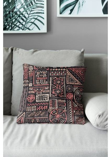 Çift Tarafı Baskılı Hitit Figür Desenli 4'lü Kombin Süet Kırlent Kılıfı modelleri