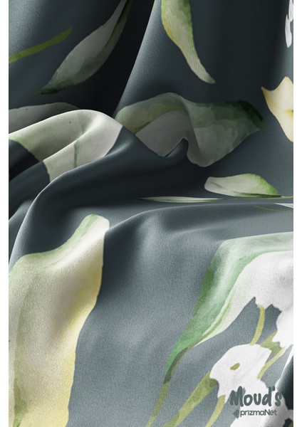 Yeşil Beyaz Çiçek Desenli Yuvarlak Süet Dertsiz Masa Örtüsü modelleri