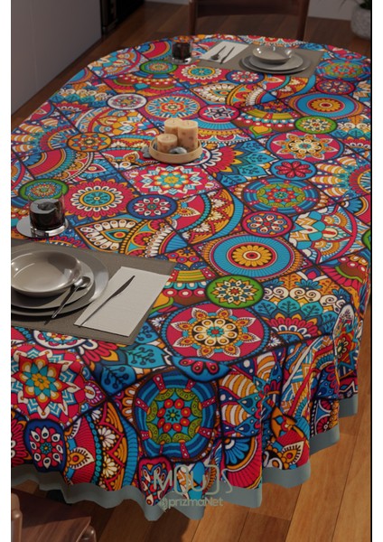 Anatolia 10 Desenli Süet Kumaş Dertsiz Oval Masa Örtüsü fiyatları