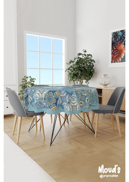 Anatolia 5 Desenli Yuvarlak Süet Dertsiz Masa Örtüsü