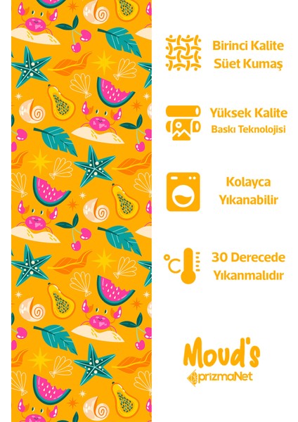 Turuncu Karpuz ve Mango Desenli Süet Dertsiz Masa Örtüsü fiyatları