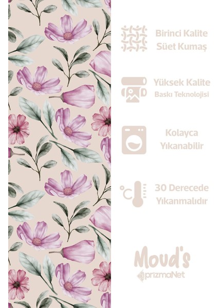 Yeşil Mor Çiçek Desenli Süet Dertsiz Masa Örtüsü fiyatları