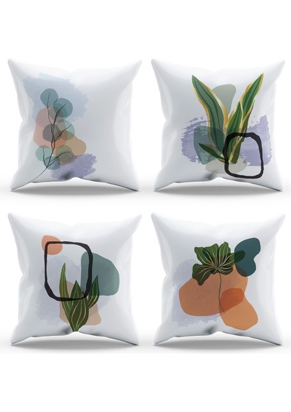 Çift Tarafı Baskılı Selha Desenli 4'lü Kombin Süet Kırlent Kılıfı