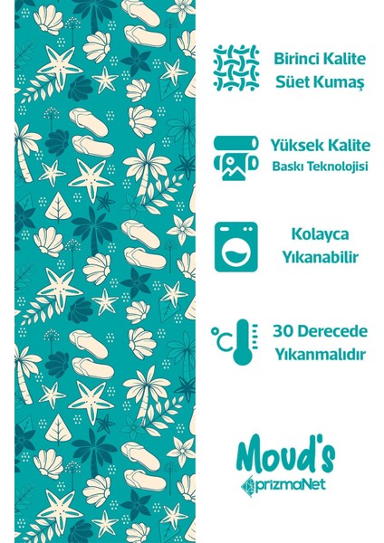 Mavi Palmiyeler Desenli Süet Dertsiz Masa Örtüsü fiyatları