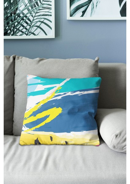 Çift Tarafı Baskılı Brush Art Desenli 4'lü Kombin Süet Kırlent Kılıfı indirimleri