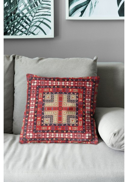 Çift Tarafı Baskılı Türkiye Kilim Desenli 4'lü Kombin Süet Kırlent Kılıfı modelleri
