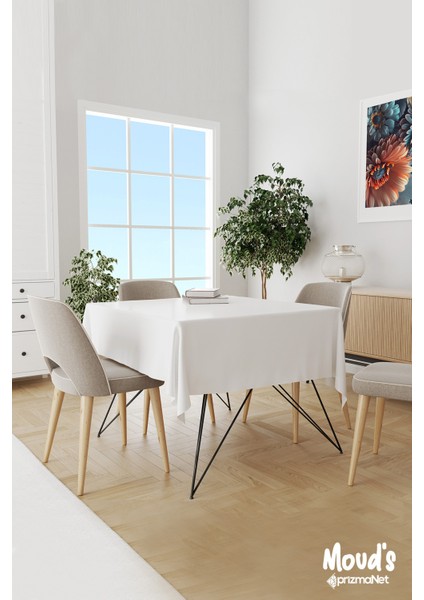 Beyaz Renk Süet Dertsiz Masa Örtüsü