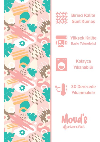 Pastel Çiçek ve Yaprak Desenli Yuvarlak Süet Dertsiz Masa Örtüsü fiyatları