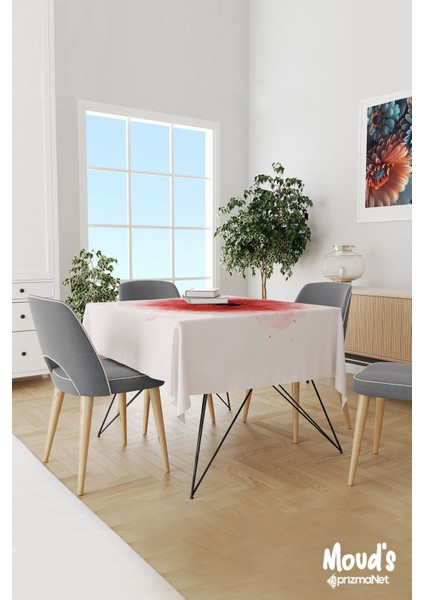 Poppy Red Desenli Süet Dertsiz Masa Örtüsü