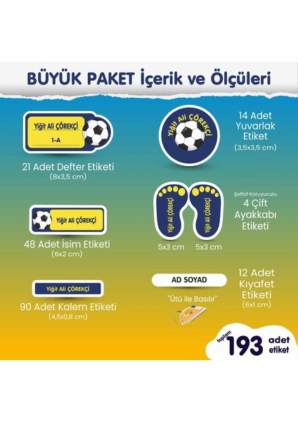 Taraftar Fener Büyük Paket Okul Etiketi