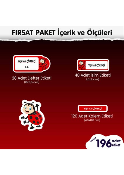 Uğur Böceği Fırsat Paket Okul Etiketi
