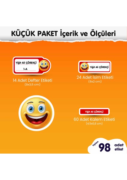 Emoji Küçük Paket Okul Etiketi