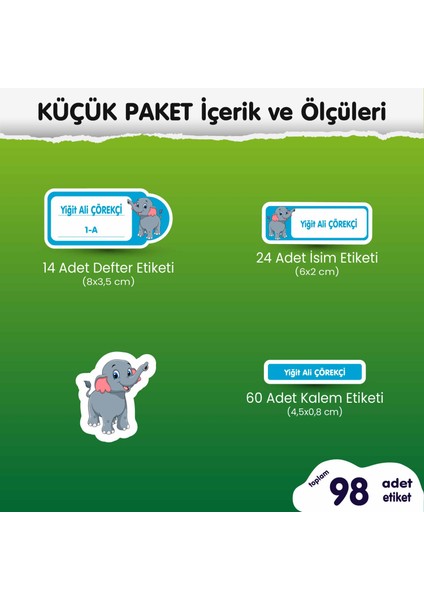 Fil Küçük Paket Okul Etiketi