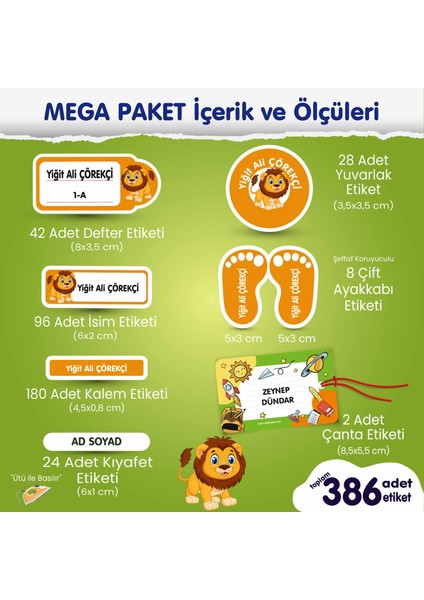 Aslan Mega Paket Okul Etiketi