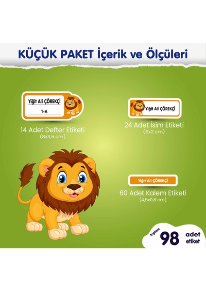 Aslan Küçük Paket Okul Etiketi