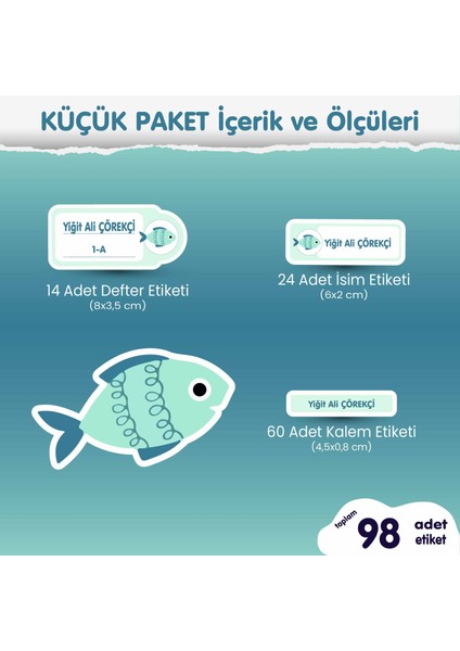 Balık Küçük Paket Okul Etiketi