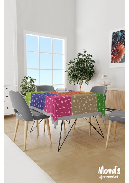 Parçalı Çiçekli Desenli Süet Dertsiz Masa Örtüsü