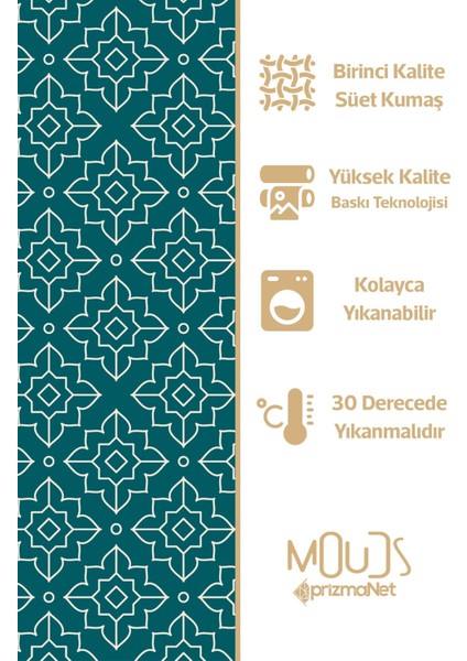 Turkuaz Beyaz Süsleme Islamik Desenli Süet Kumaş Dertsiz Yuvarlak Masa Örtüsü indirimleri